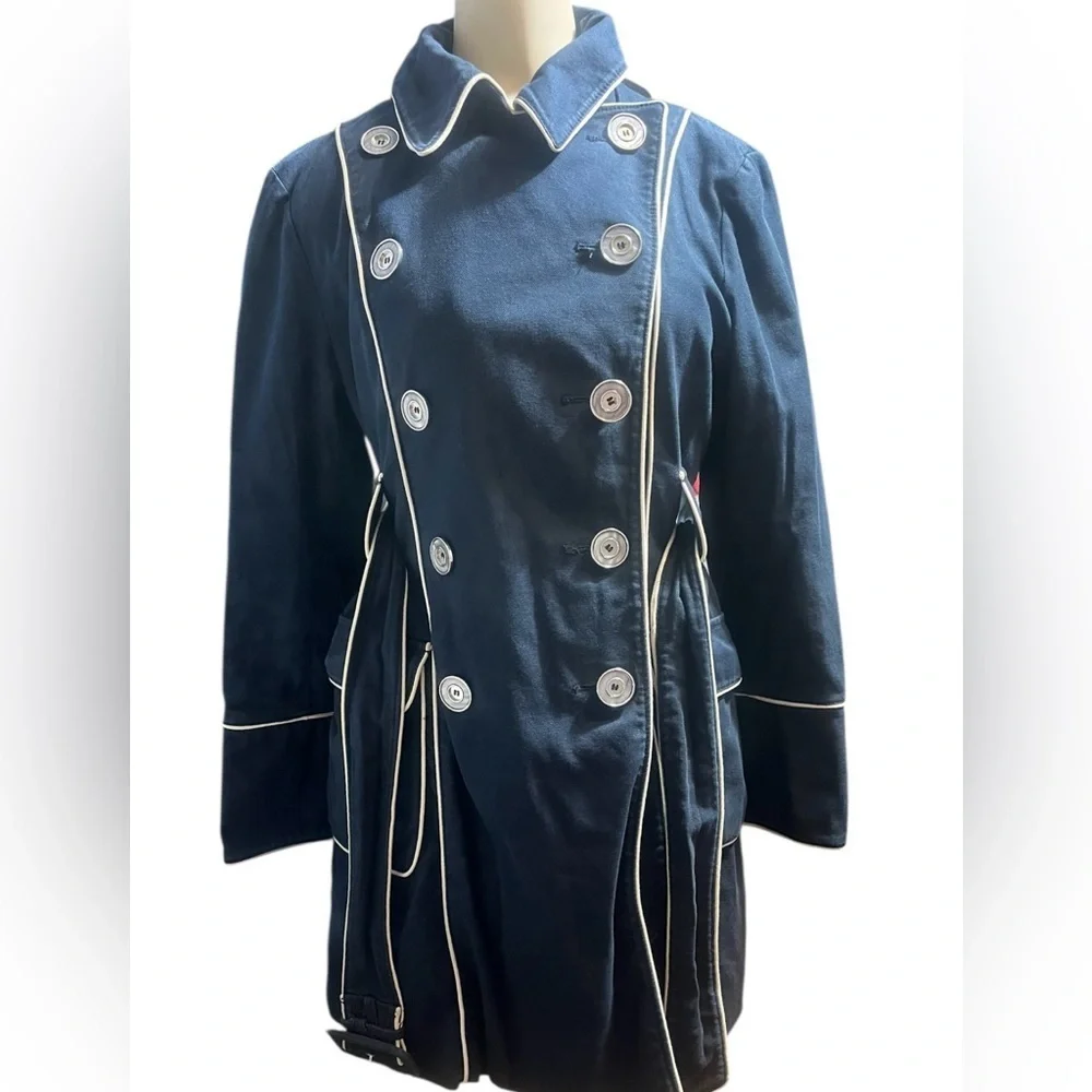 Laundry by Design Navy Trench Coat with Lime Accents